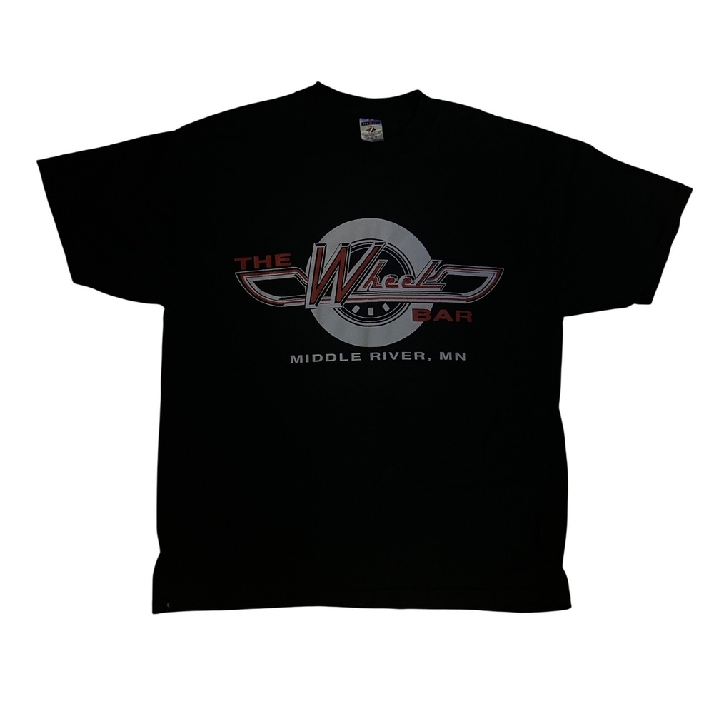 Jerzees The Wheel Bar Middle River MN Graphic T-Shirt Black XL Heavyweight Blend